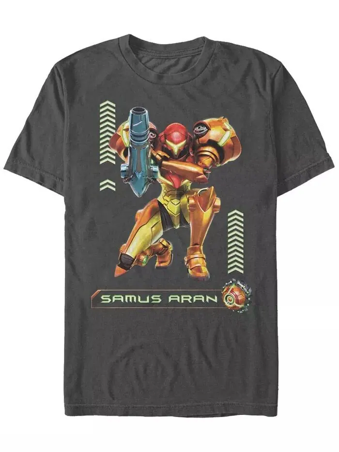 Футболка с коротким рукавом Nintendo Men's Metroid Samus Aran Fifth Sun — изображение 1 из 1, темно-серый
