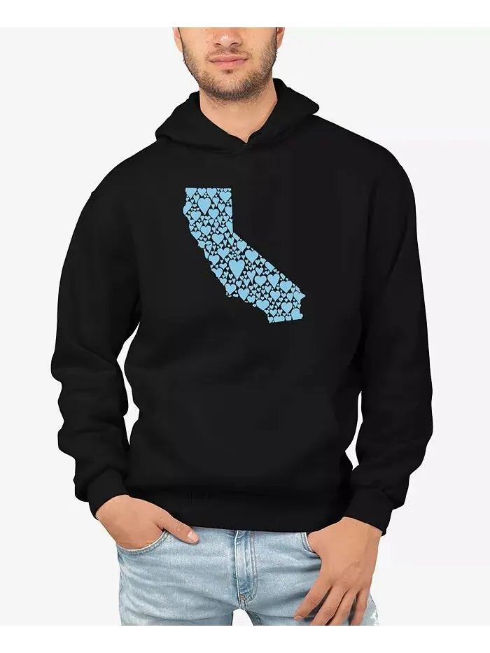 Мужская толстовка с капюшоном California Hearts Word Art LA Pop Art — изображение 1 из 3, черный