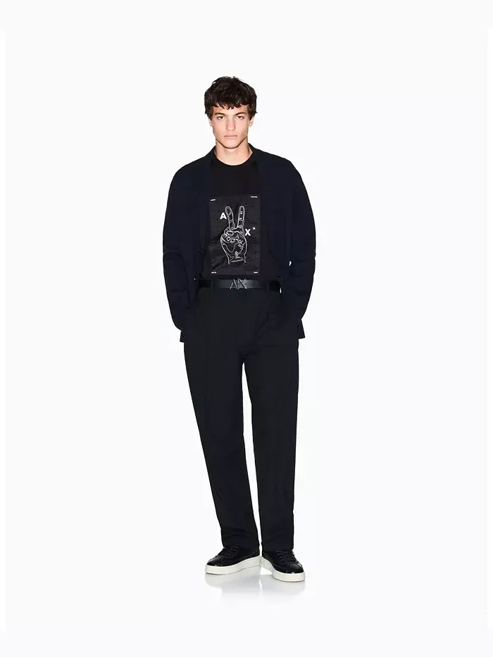 Мужская футболка Night Lab с аппликацией в виде символа мира A|X Armani Exchange — изображение 2 из 5, черный