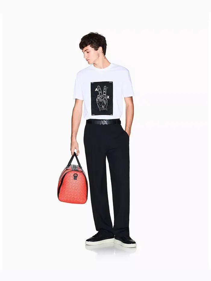 Мужская футболка Night Lab с аппликацией в виде символа мира A|X Armani Exchange — изображение 2 из 5, белый