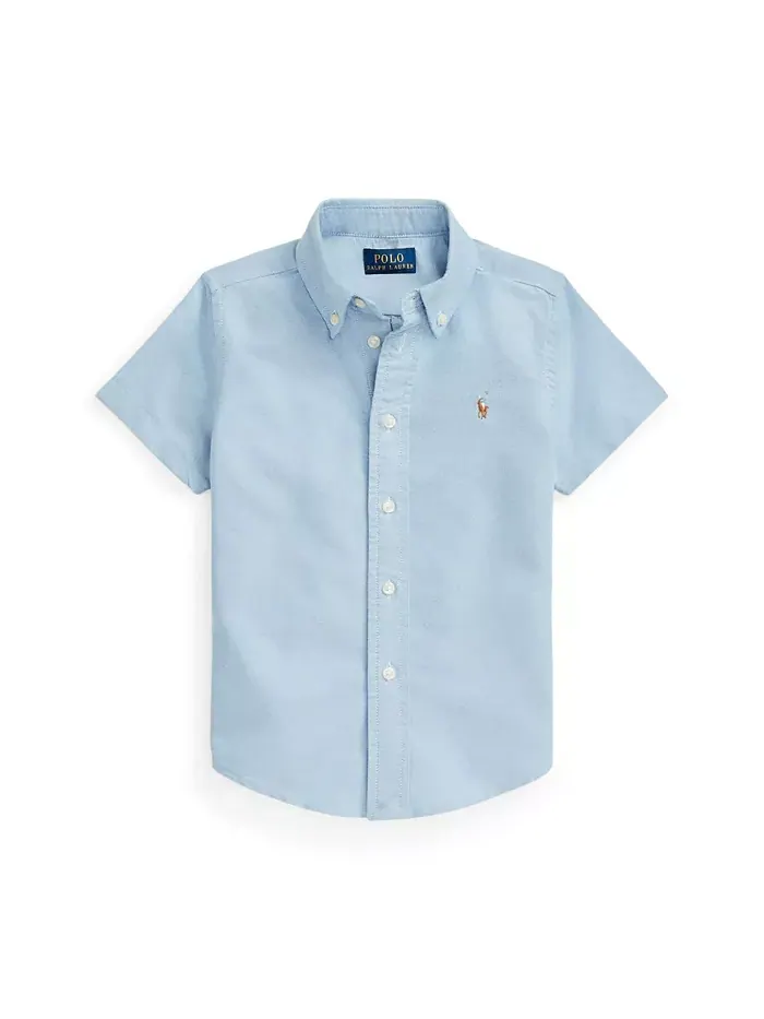Рубашка Оксфорд с коротким рукавом для малышей и маленьких мальчиков Polo Ralph Lauren — изображение 1 из 2, синий