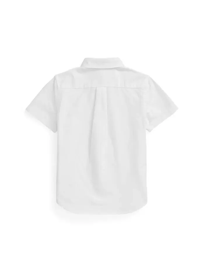 Рубашка Оксфорд с коротким рукавом для малышей и маленьких мальчиков Polo Ralph Lauren — изображение 2 из 2, белый