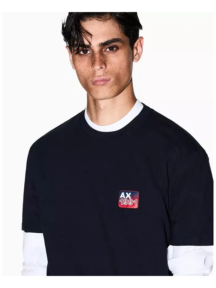 Мужская футболка с графическим нагрудным значком A|X Armani Exchange — изображение 3 из 5, синий
