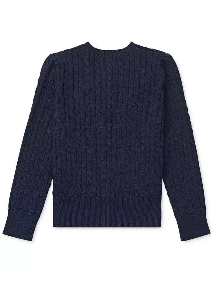 Хлопковый кардиган косой вязки для малышей и маленьких девочек Polo Ralph Lauren — изображение 6 из 7, яркий белый
