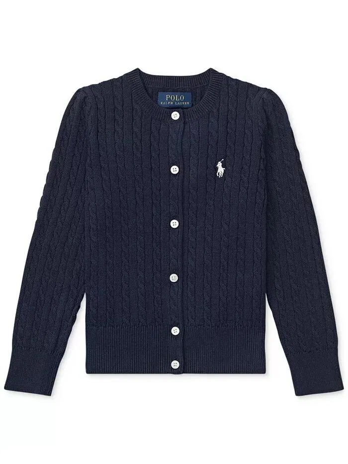 Хлопковый кардиган косой вязки для малышей и маленьких девочек Polo Ralph Lauren — изображение 7 из 7, яркий белый