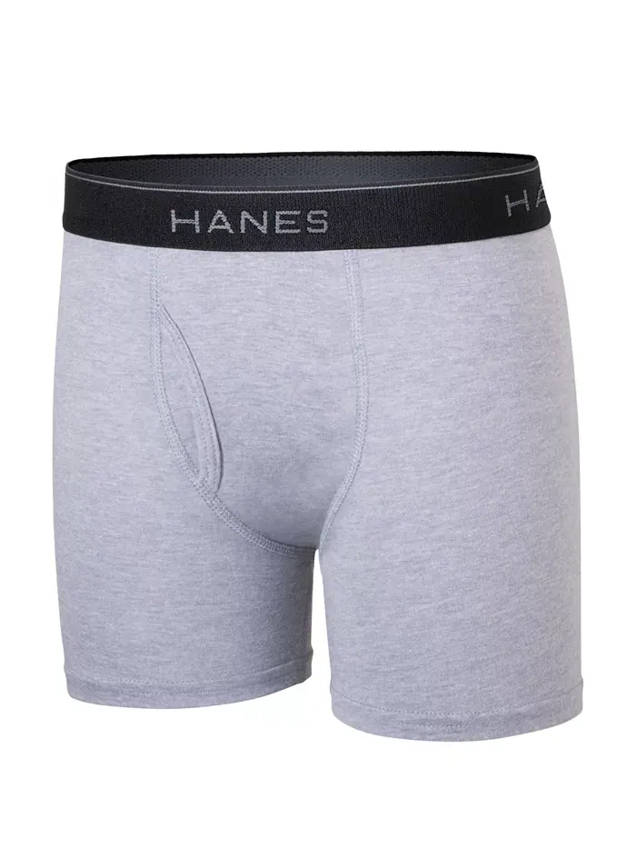 Боксеры Ultimate Cotton Blend для мальчиков старшего возраста, набор из 5 штук Hanes — изображение 4 из 5, черный серый