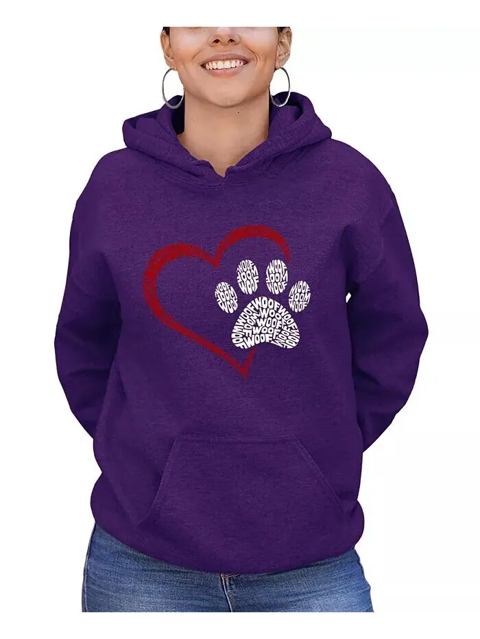 Женская толстовка с капюшоном Word Art Paw Heart La Pop Art — изображение 4 из 5, черный