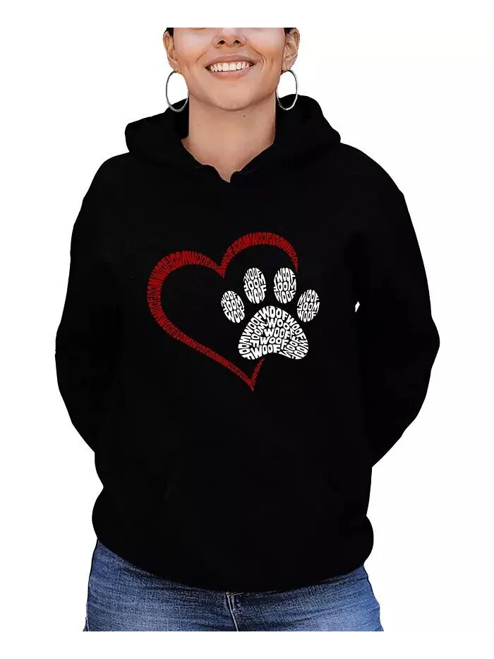 Женская толстовка с капюшоном Word Art Paw Heart La Pop Art — изображение 1 из 5, фиолетовый