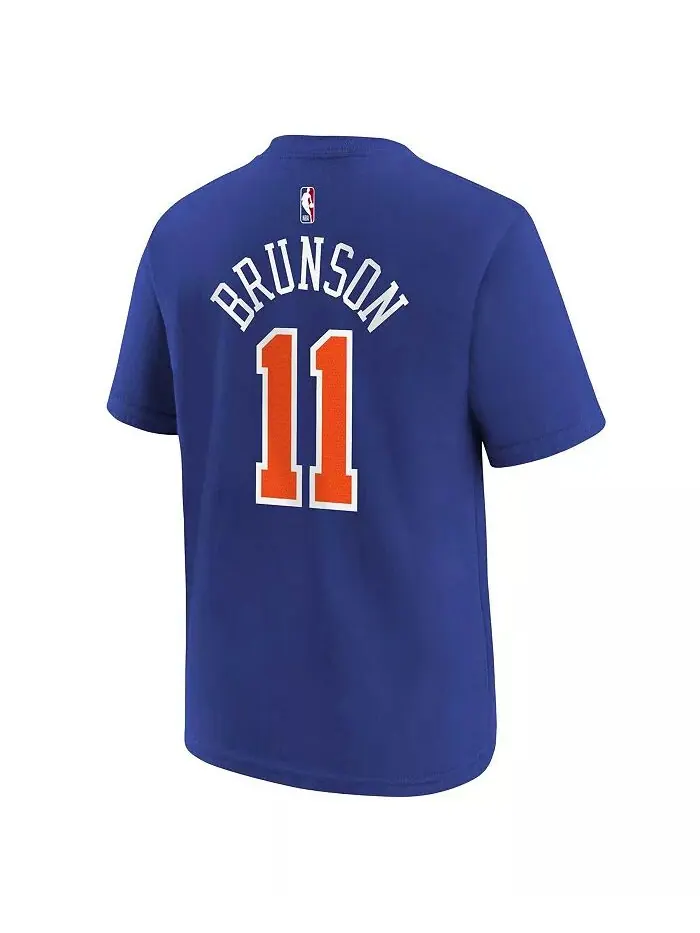 Футболка с именем и номером для Big Boys and Girls Jalen Brunson Blue New York Knicks Nike — изображение 3 из 3