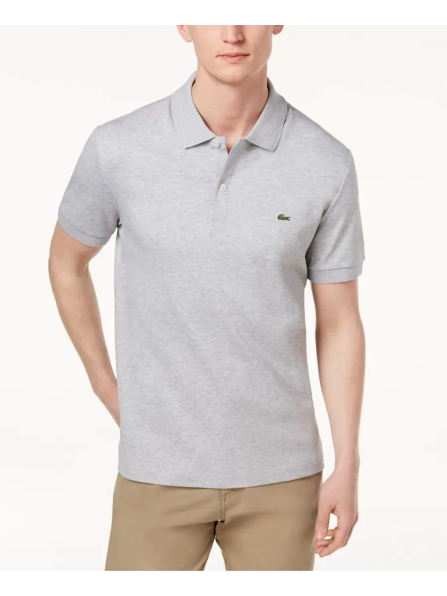 Поло Lacoste Мужская, стандартный крой, мягкий хлопок — изображение 1 из 2, серебряный