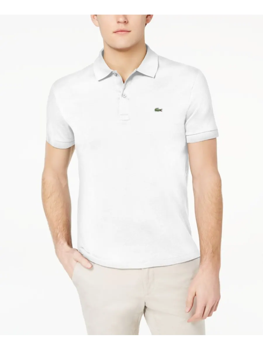Мужская рубашка-поло Lacoste с коротким рукавом, стандартный крой, хлопок — изображение 1 из 3, белый