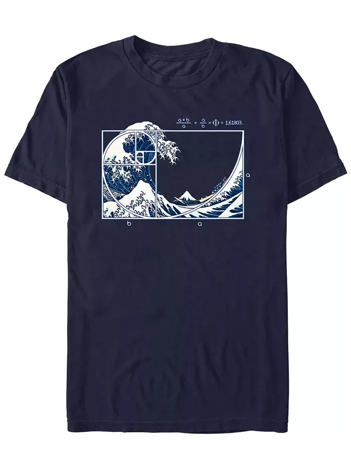 Мужская футболка с коротким рукавом The Great Fibonacci Wave Design By Humans — изображение 1 из 3, темно-синий