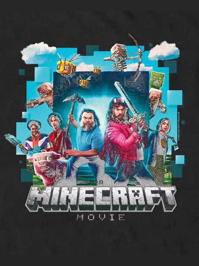 Мужская футболка с коротким рукавом Minecraft Movie Adventure Gang Fifth Sun — изображение 2 из 3, черный