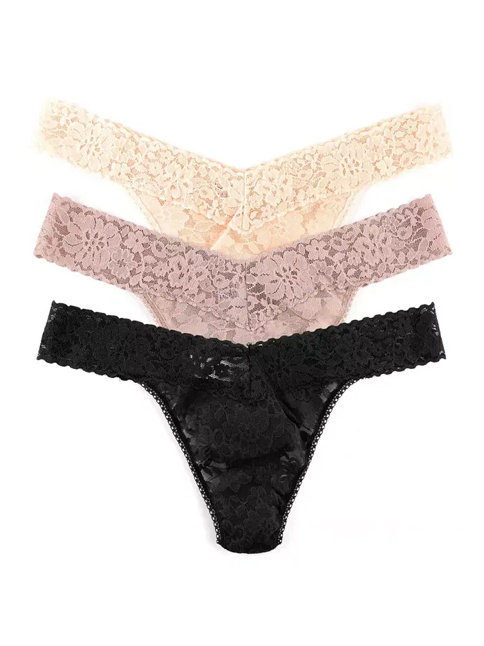 Женские ежедневные трусики-стринги с кружевом Original Rise, 3 шт Hanky Panky — изображение 1 из 1, черный