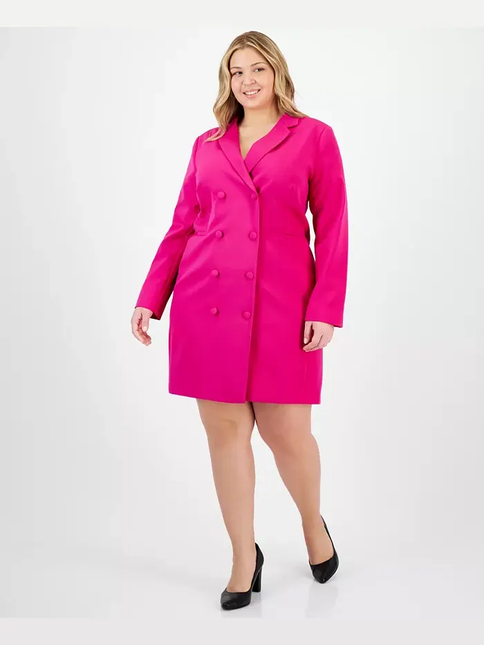 Платье-жакет Milano Trench Plus Size с пуговицами спереди Tahari ASL — изображение 1 из 4, розовый