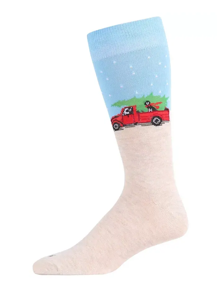 Мужские праздничные носки Holiday Pup Pick Up Crew Memoi — изображение 1 из 4, бежевый/бежевый
