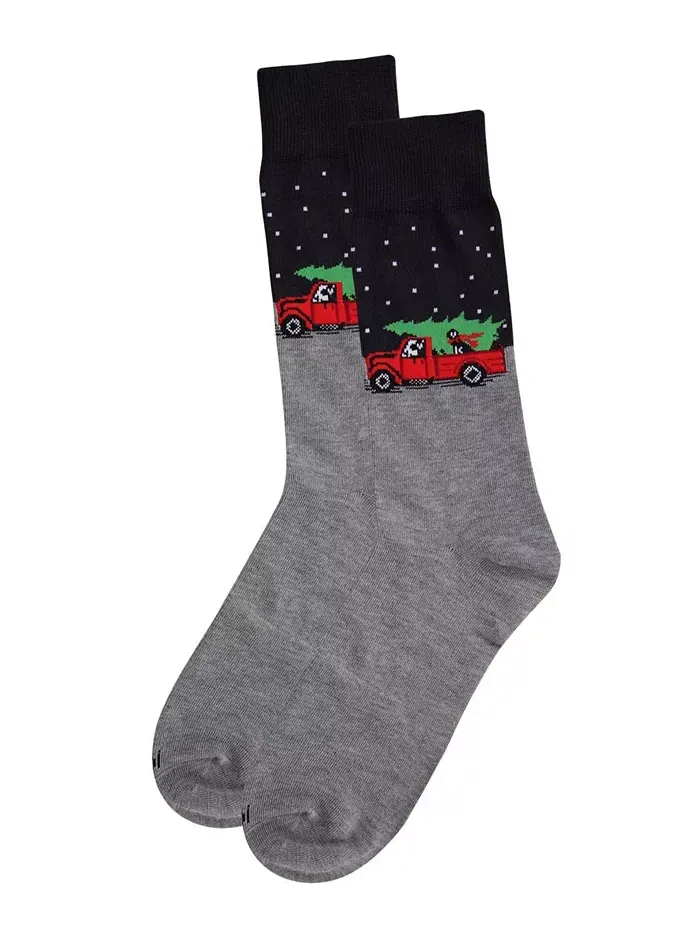 Мужские праздничные носки Holiday Pup Pick Up Crew Memoi — изображение 2 из 3, серый