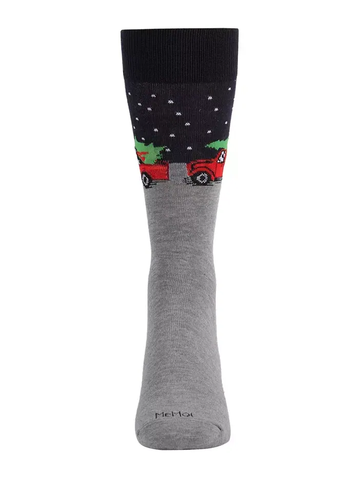 Мужские праздничные носки Holiday Pup Pick Up Crew Memoi — изображение 3 из 3, серый