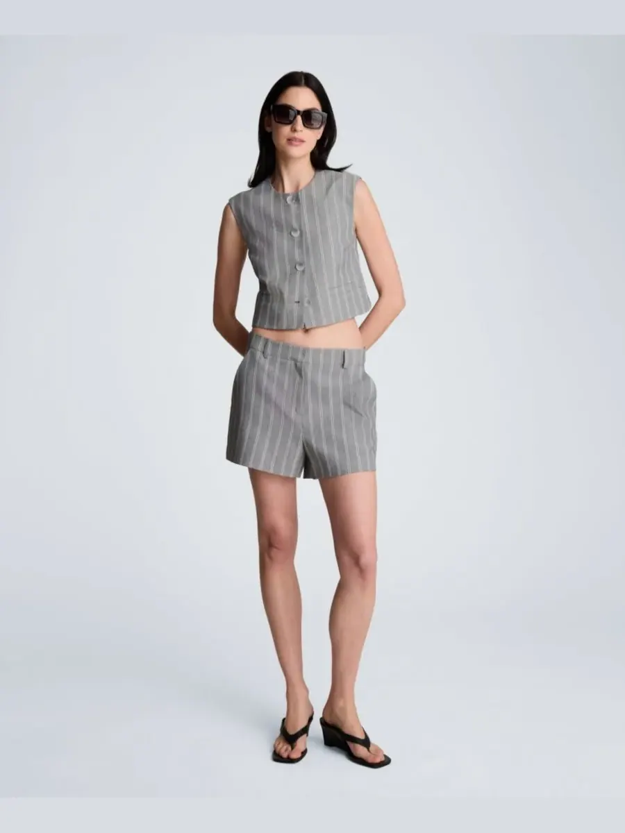 Женские шорты в тонкую полоску Kenneth Cole — изображение 2 из 5, темный/белый