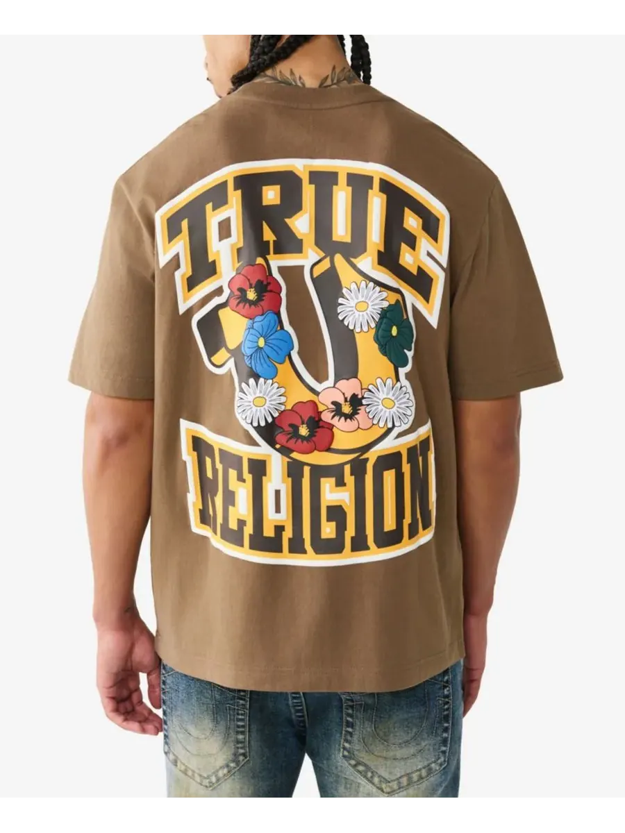 Мужская футболка с коротким рукавом в виде подковы для сада True Religion — изображение 1 из 9, зеленый