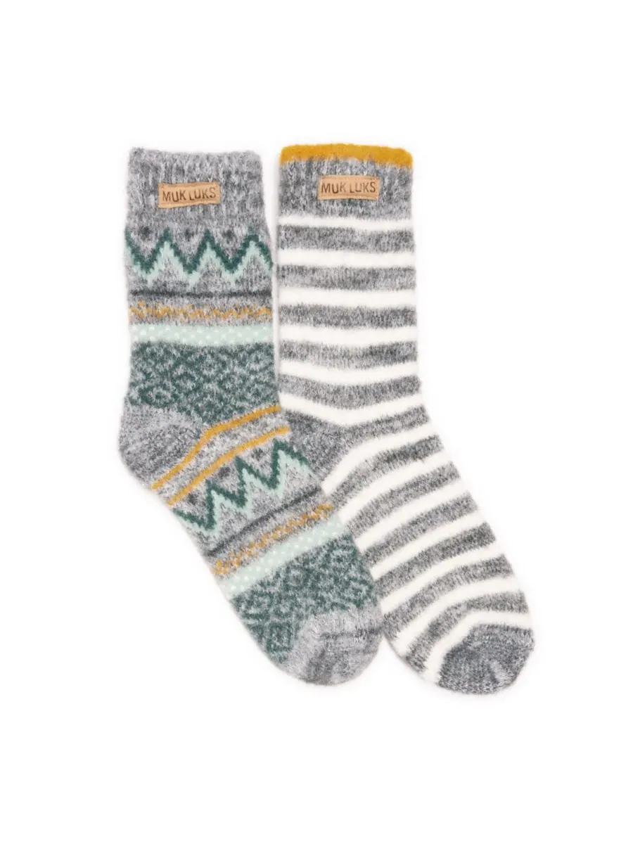 Женские носки под свитер, 2 пары в упаковке MUK LUKS — изображение 1 из 2, синий/серый