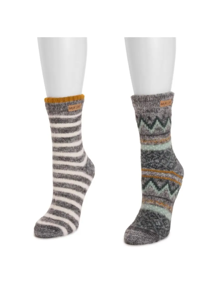 Женские носки под свитер, 2 пары в упаковке MUK LUKS — изображение 2 из 2, синий/серый