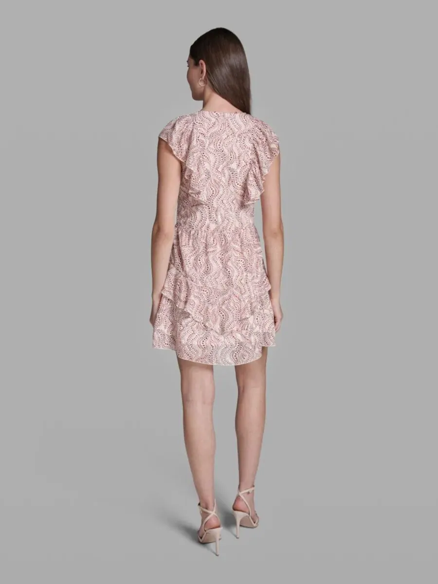 Женское платье с принтом, оборками и V-образным вырезом Bcbg — изображение 5 из 5, мульти