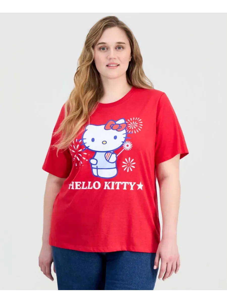 Модная футболка больших размеров с графическим принтом Hello Kitty Grayson Threads, The Label — изображение 3 из 4, красный