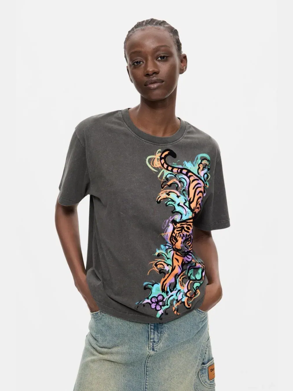 Женская футболка с тигром, 100% хлопок Desigual