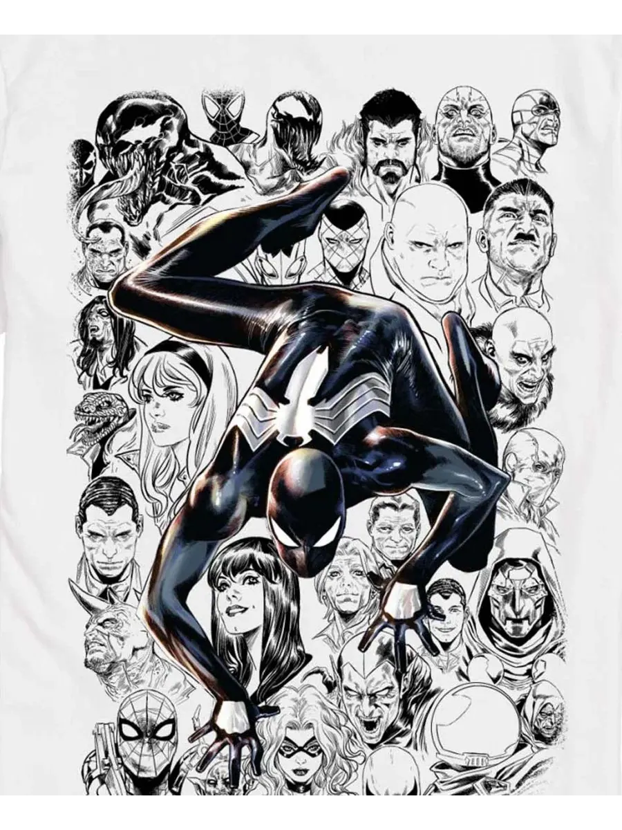 Мужская футболка с коротким рукавом и графическим рисунком персонажей Marvel Spider-Man в стиле — изображение 3 из 3, белый