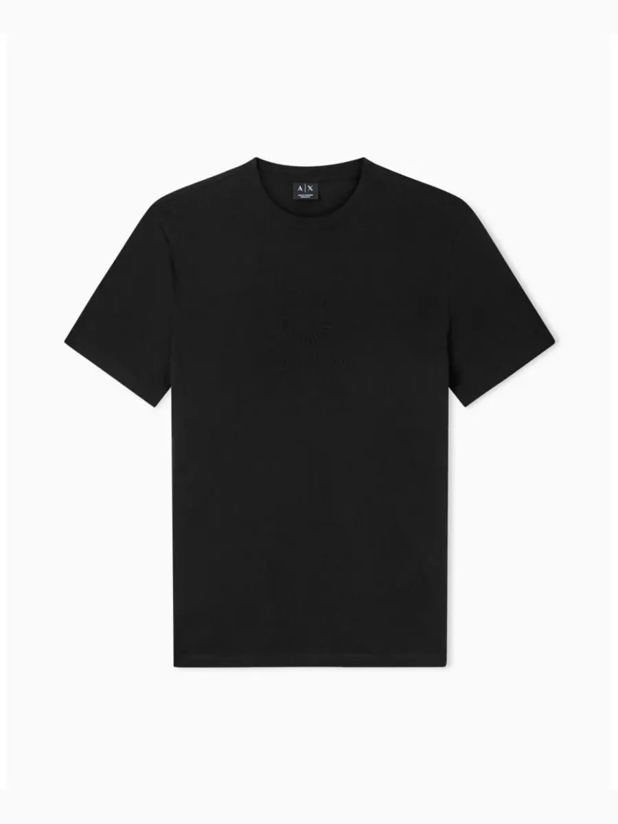 Мужская футболка с коротким рукавом и логотипом в виде круга в тон ткани A|X Armani Exchange — изображение 5 из 5, черный