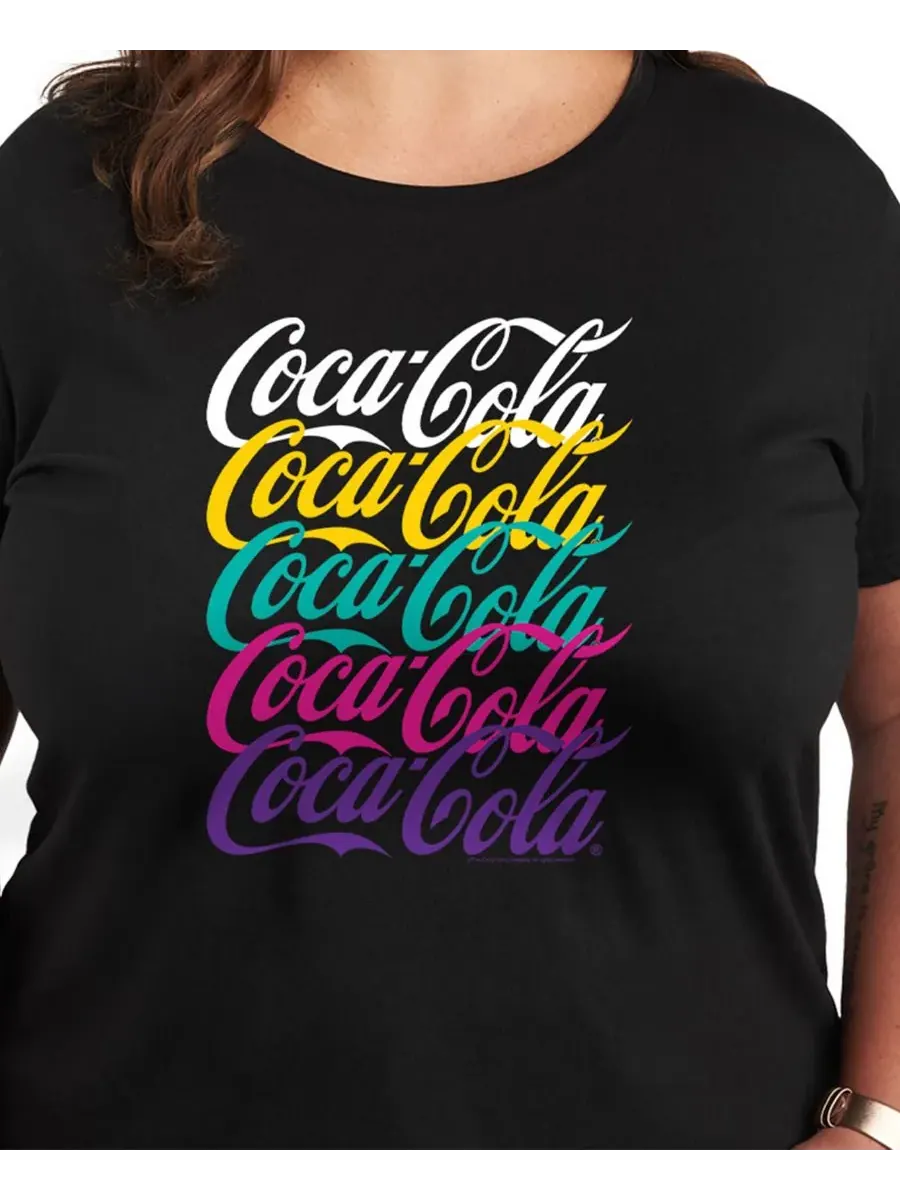 Футболка больших размеров с повторяющимся рисунком Coca-Cola 90-х годов Hybrid Apparel — изображение 2 из 3, черный