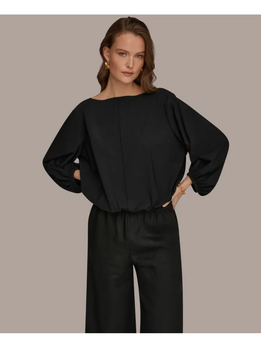Женская блузка с вырезом-лодочкой Donna Karan Weekend — изображение 1 из 6, черный