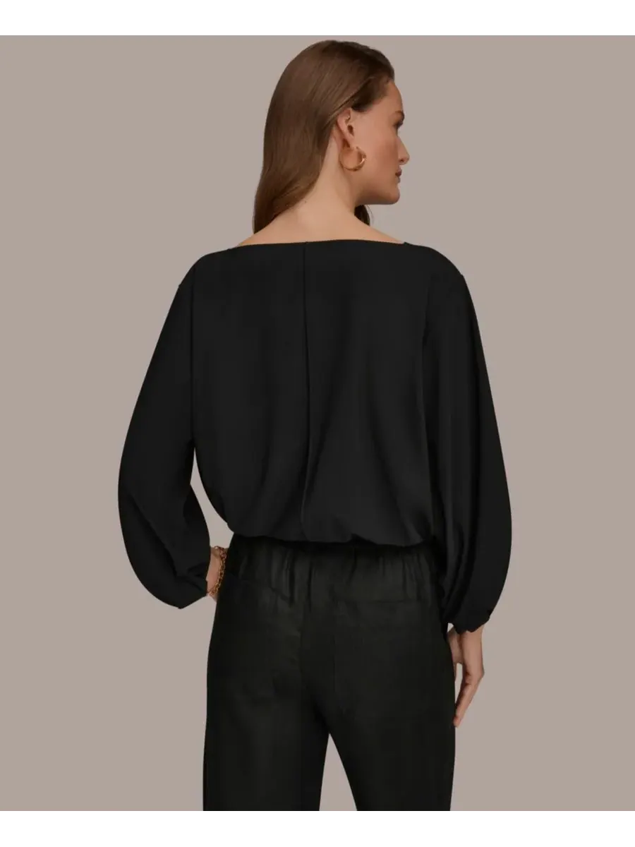 Женская блузка с вырезом-лодочкой Donna Karan Weekend — изображение 2 из 6, черный