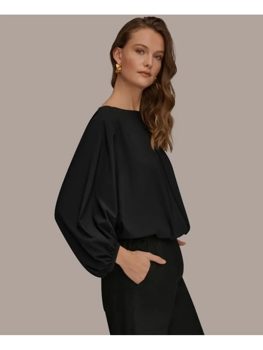Женская блузка с вырезом-лодочкой Donna Karan Weekend — изображение 3 из 6, черный