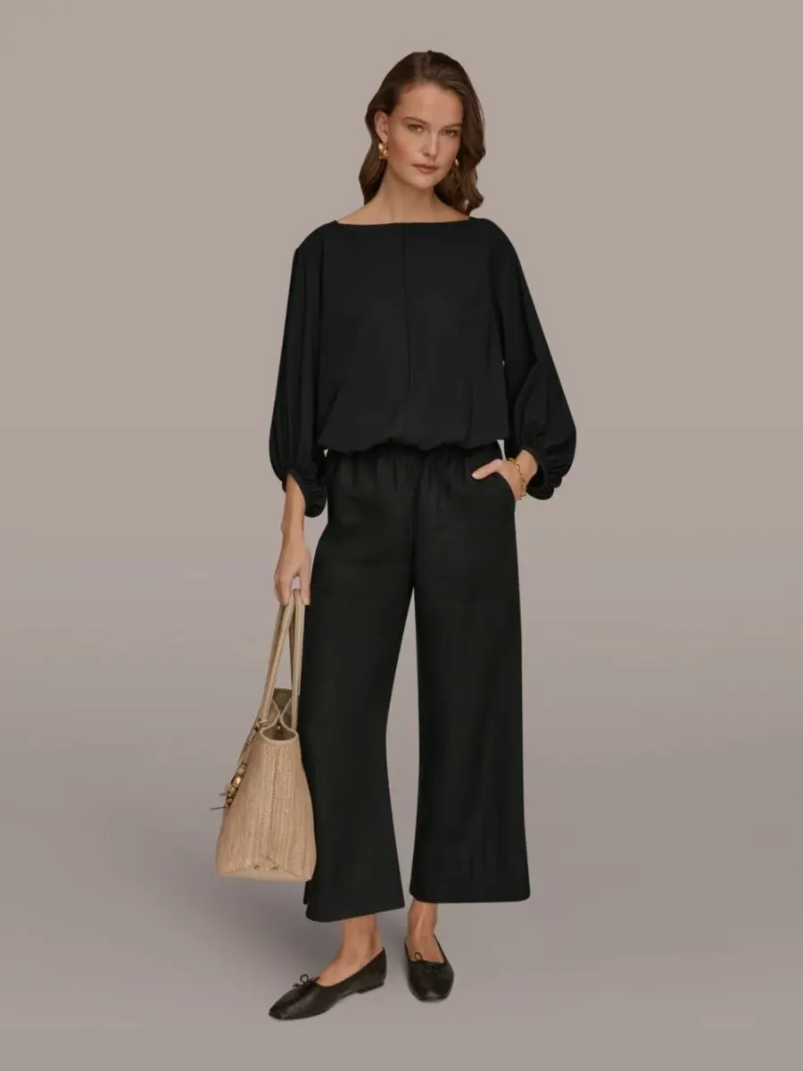 Женская блузка с вырезом-лодочкой Donna Karan Weekend — изображение 6 из 6, черный