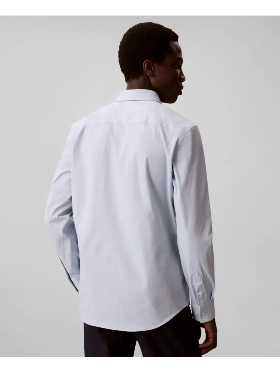 Мужская рубашка из эластичной ткани с зауженным кроем и пуговицами Calvin Klein, Niagara Mist — изображение 6 из 6