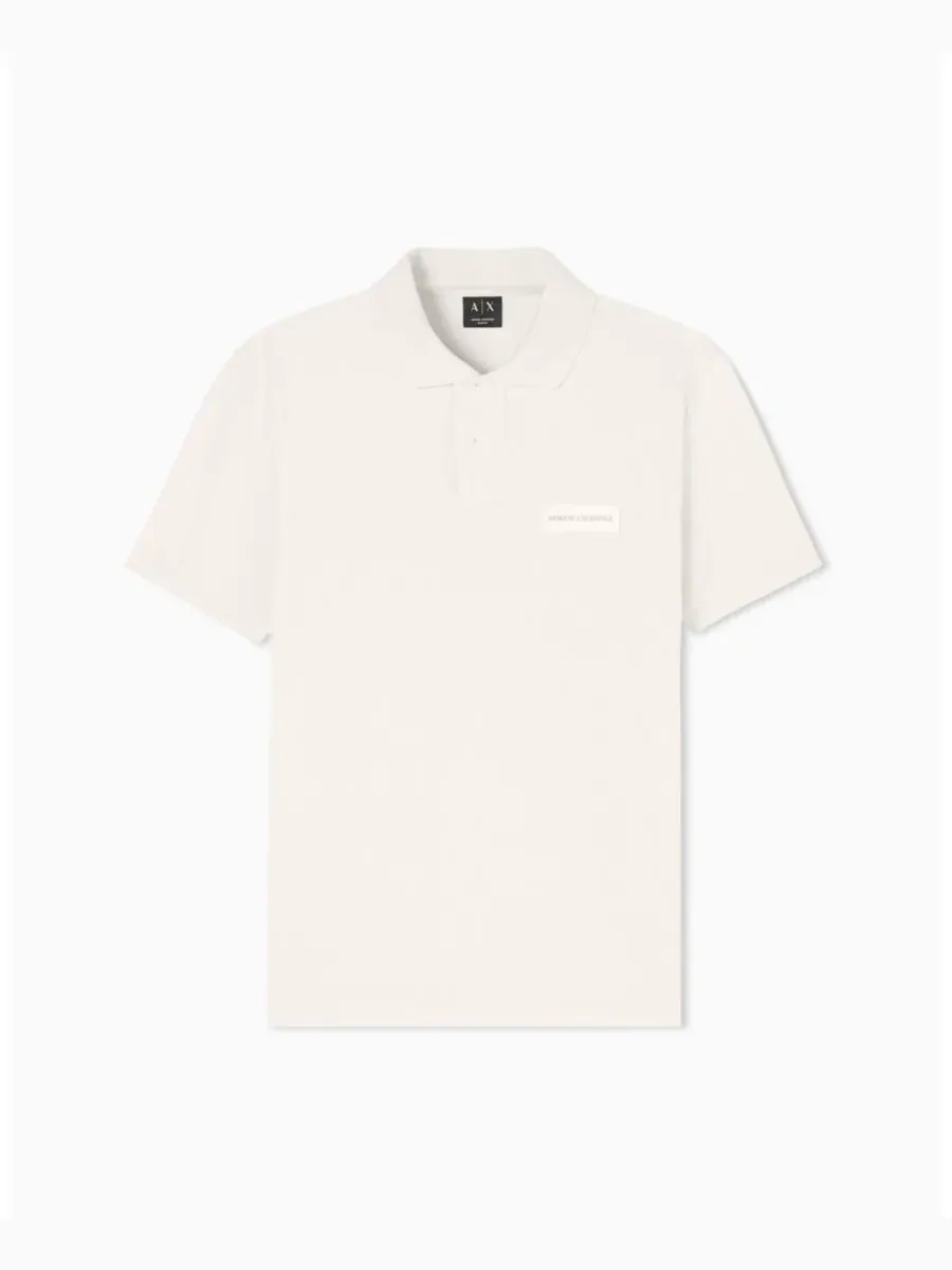 A|X Armani Exchange Мужская белая поло-рубашка пике с коротким рукавом — изображение 1 из 4, бежевый
