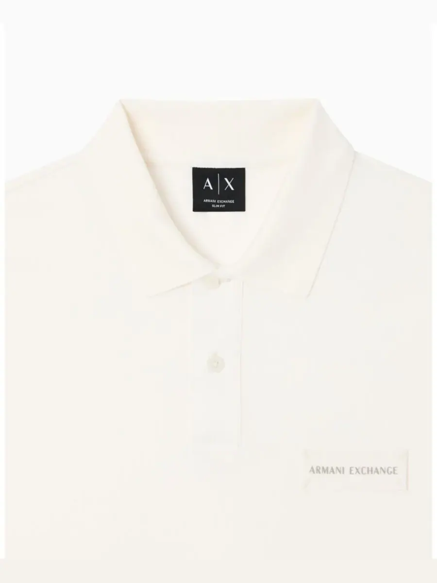 A|X Armani Exchange Мужская белая поло-рубашка пике с коротким рукавом — изображение 2 из 4, бежевый