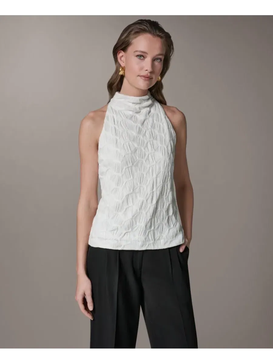 Женская фактурная блузка с высоким воротником Donna Karan New York — изображение 1 из 6, бежевый