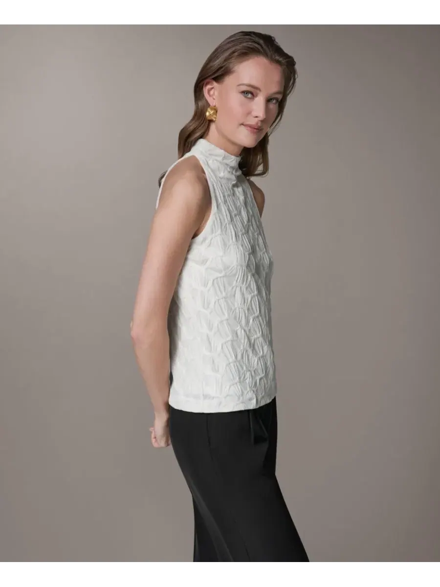 Женская фактурная блузка с высоким воротником Donna Karan New York — изображение 3 из 6, бежевый
