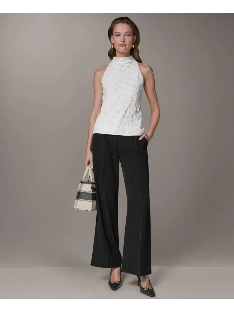 Женская фактурная блузка с высоким воротником Donna Karan New York — изображение 6 из 6, бежевый