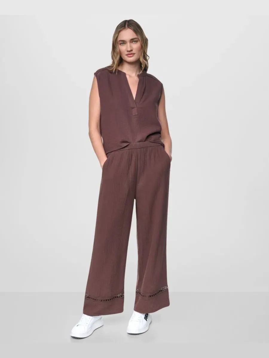 Женские брюки средней посадки на шнуровке DKNY Jeans — изображение 2 из 7, орех