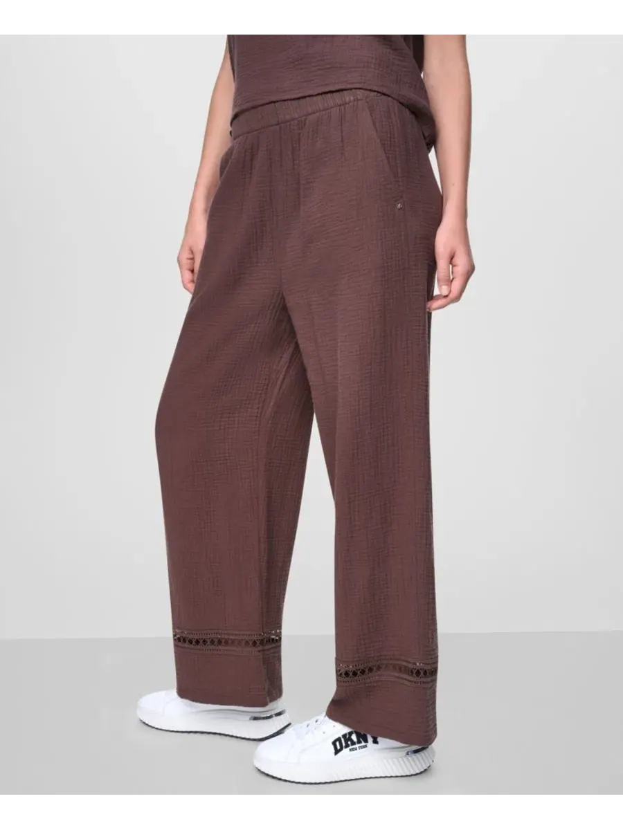 Женские брюки средней посадки на шнуровке DKNY Jeans — изображение 3 из 7, орех