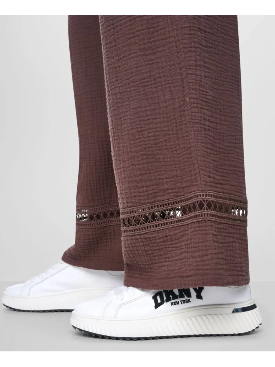 Женские брюки средней посадки на шнуровке DKNY Jeans — изображение 5 из 7, орех