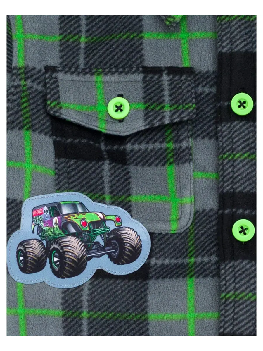 Рубашка-куртка с флисовой подкладкой, с принтом Monster Jam — изображение 3 из 3, зеленый