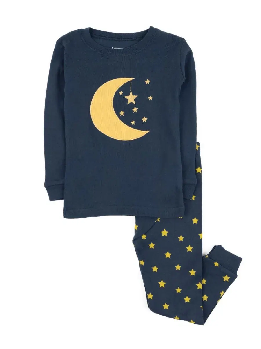 Комплект пижамы из хлопка с длинным рукавом Moon & stars navy Leveret