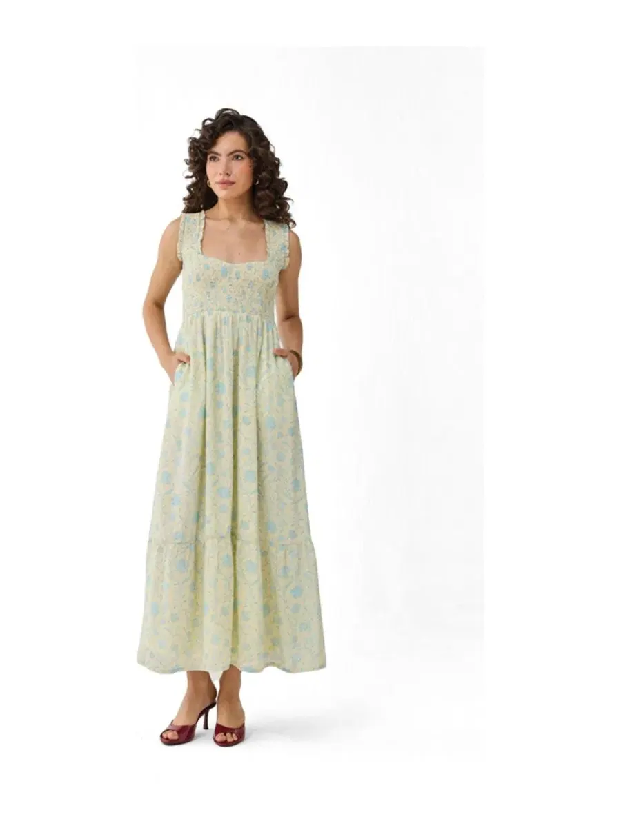 Платье макси без рукавов Smocked Maxi Reistor — изображение 1 из 11, желтый