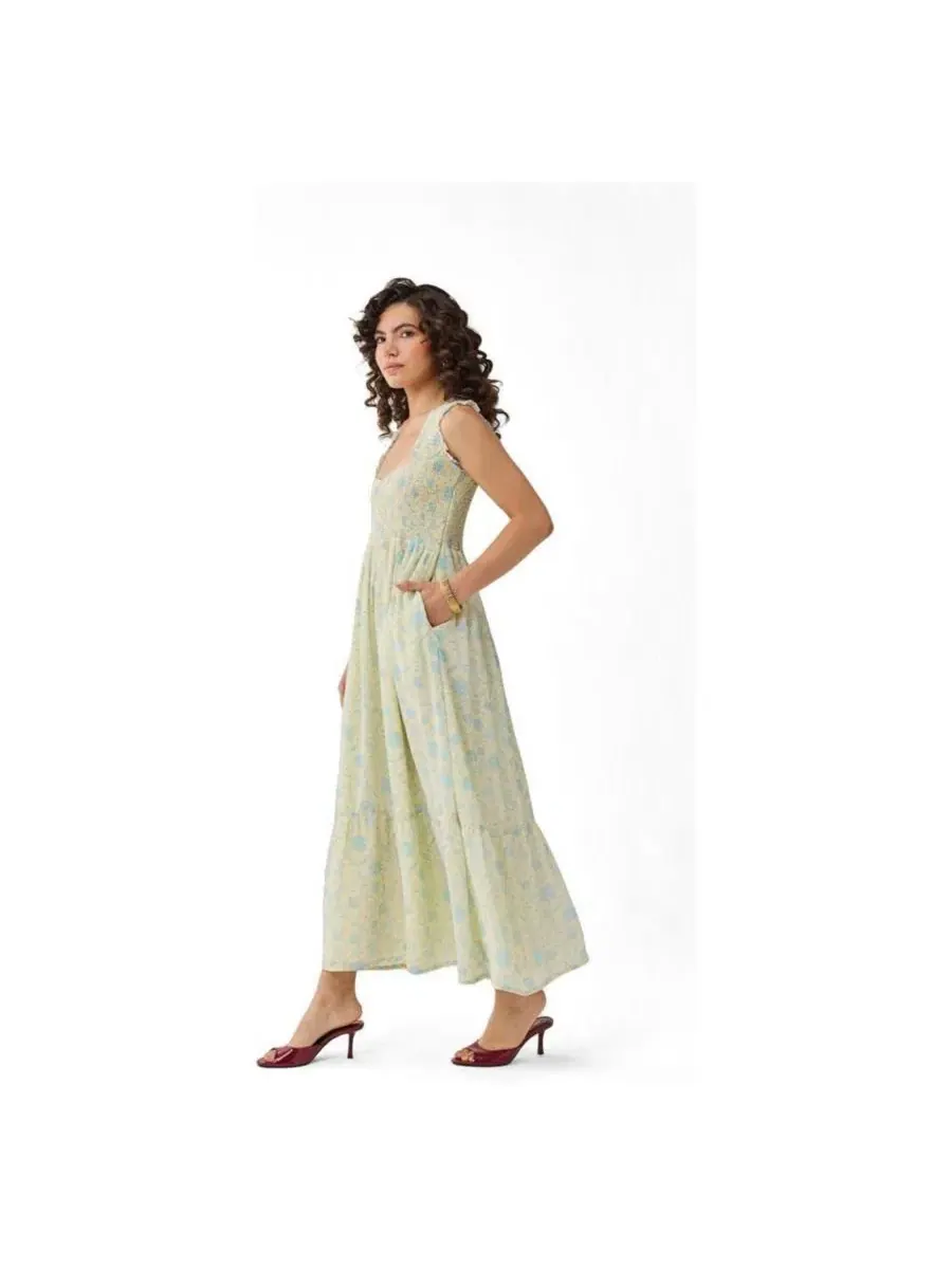 Платье макси без рукавов Smocked Maxi Reistor — изображение 4 из 11, желтый