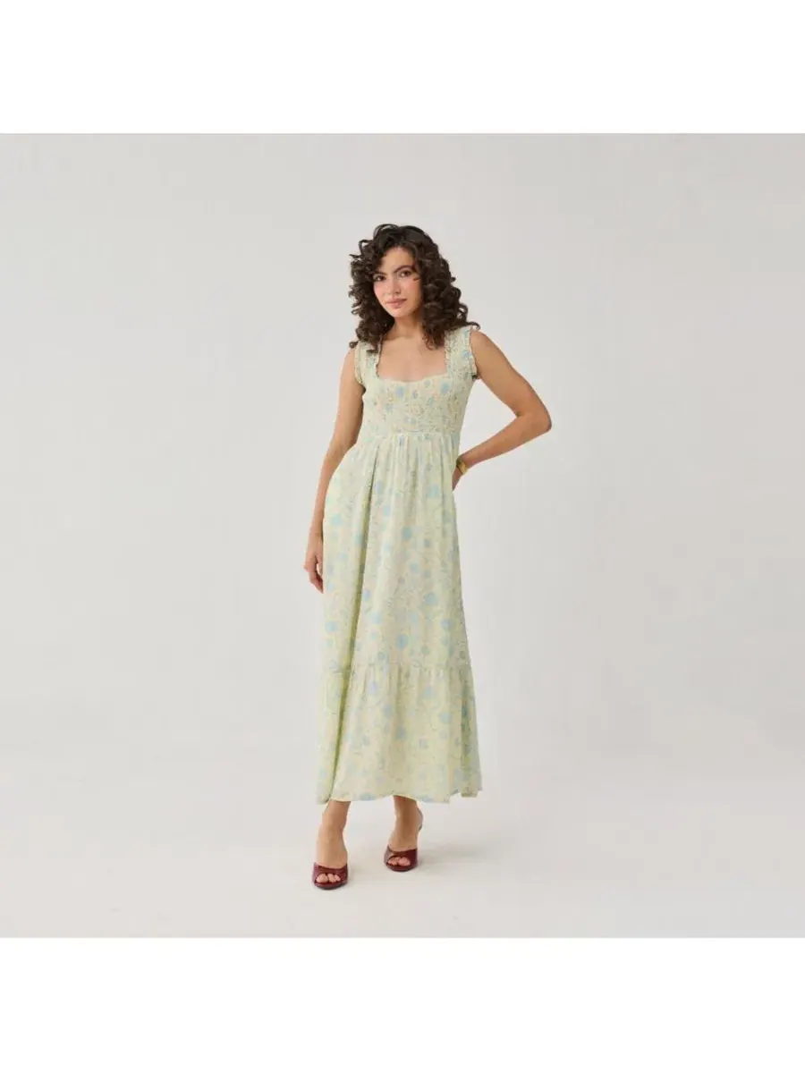 Платье макси без рукавов Smocked Maxi Reistor — изображение 7 из 11, желтый